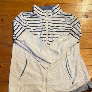 Talbots Navy and White Striped Jacket